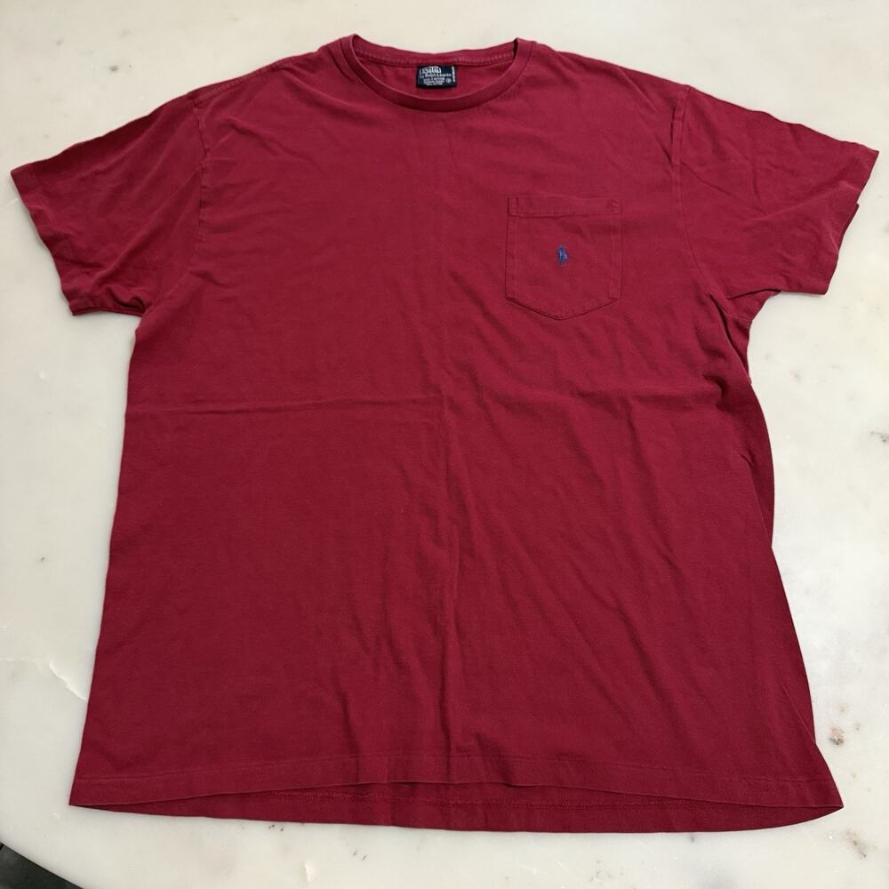 Ralph Lauren Vintage 90s Pocket T-Shirt Maroon Men M Northern Mariana Islands